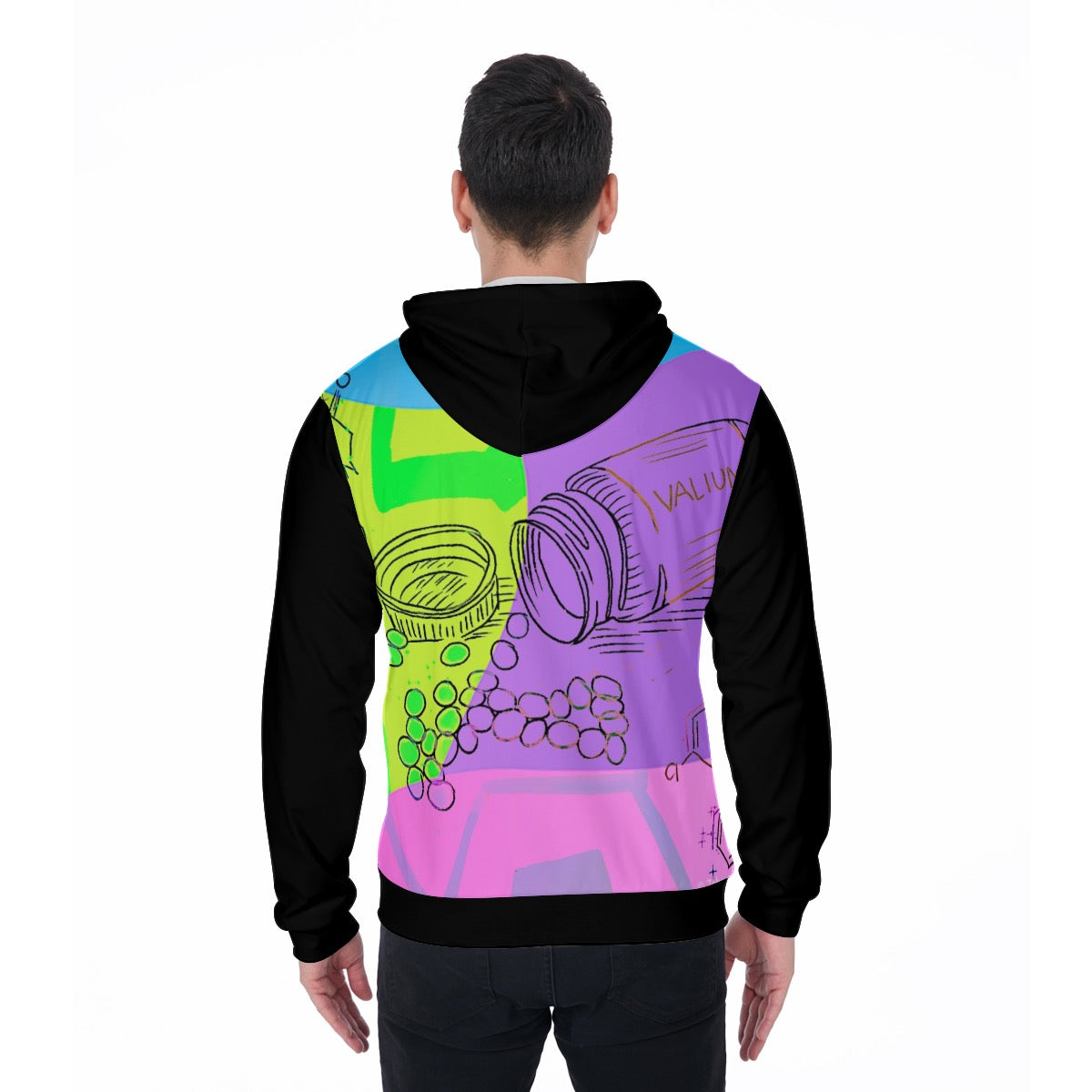 All-Over Print Zip Up Hoodie With Pocket