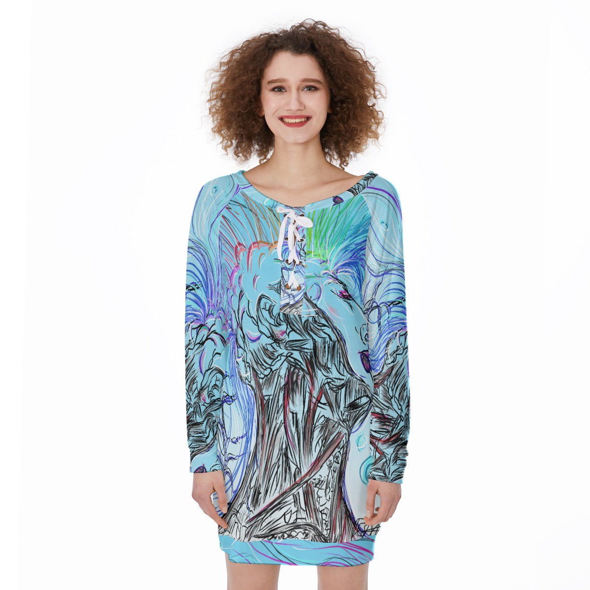 All-Over Print Women's Lace-Up Sweatshirt