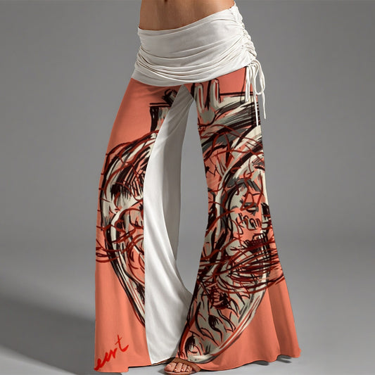 All-Over Print Women's High Waist Wide Leg Pants