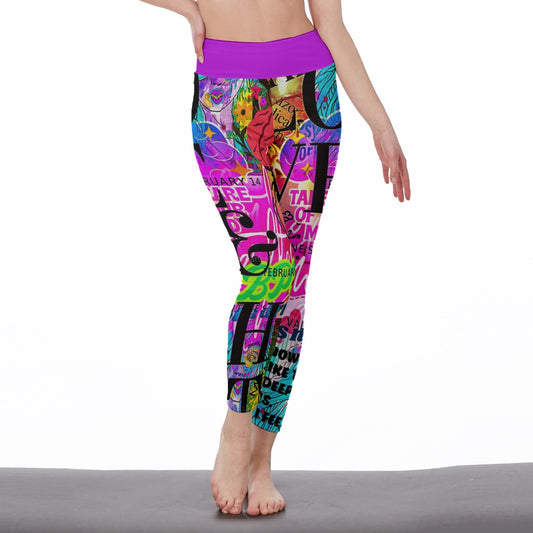 All-Over Print Women's High Waist Leggings | Side Stitch Closure